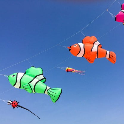 9KM 5m Clownfish Kite Line Laundry Soft Inflatable Show Kite for Kite Festival 30D Ripstop Nylon with Bag