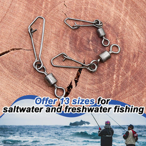 9KM Fishing Snap Swivels 25~100Pcs Quick Change Snap Tackle Barrel Swivels Saltwater Fishing Clip Lure Connector