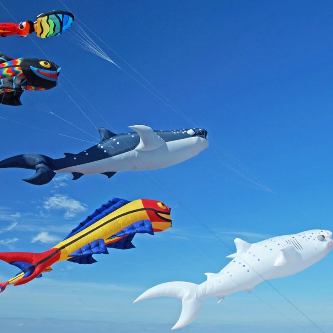 9KM 6m Whale Shark Kite Line Laundry Kite Pendant Soft Inflatable Show Kite for Kite Festival 30D Ripstop Nylon with Bag