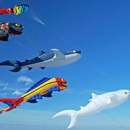 9KM 6m Whale Shark Kite Line Laundry Kite Pendant Soft Inflatable Show Kite for Kite Festival 30D Ripstop Nylon with Bag