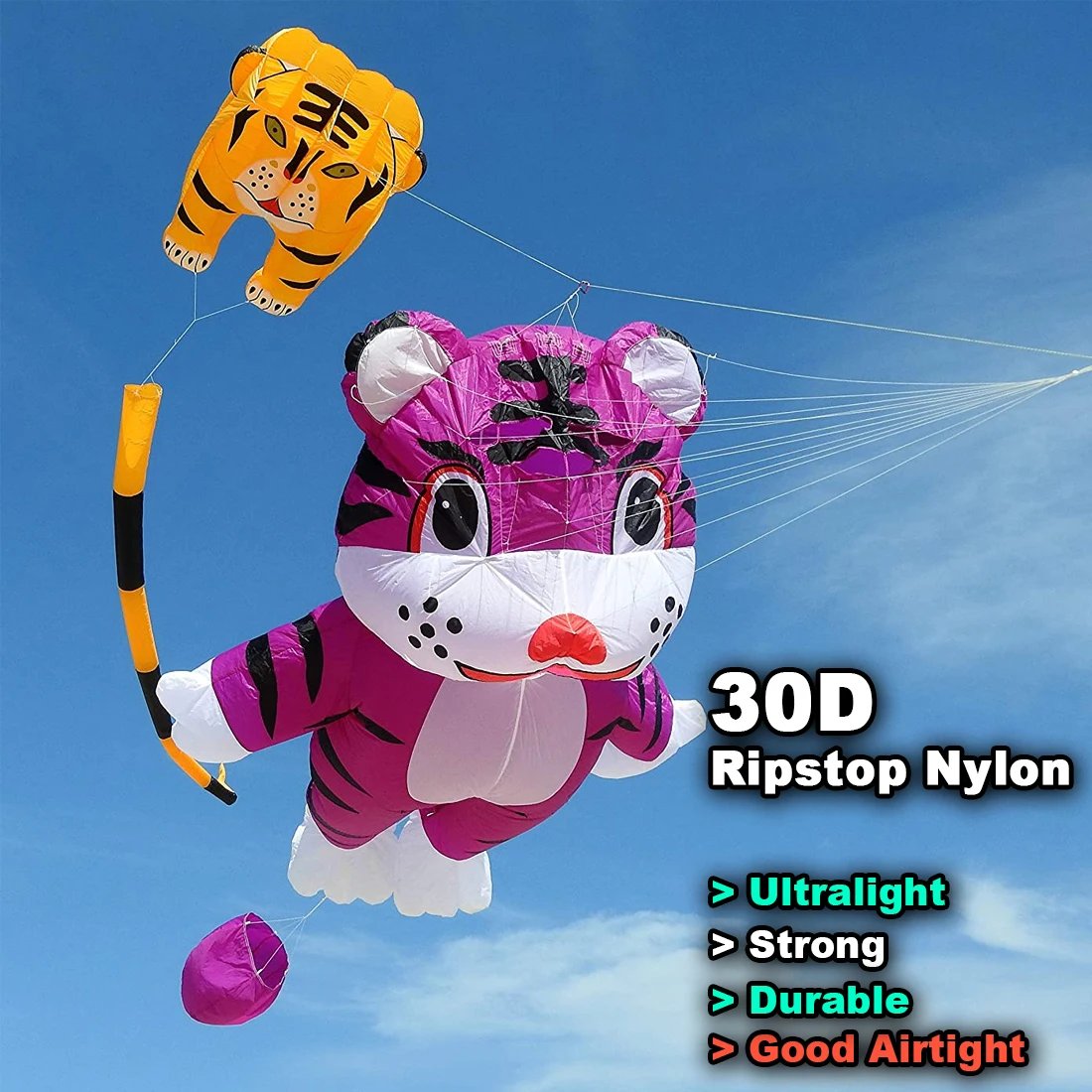 9KM 2.5m Tiger Kite Line Laundry Kite Soft Inflatable 30D Ripstop Nylon with Bag for Kite Festival (Accept wholesale)