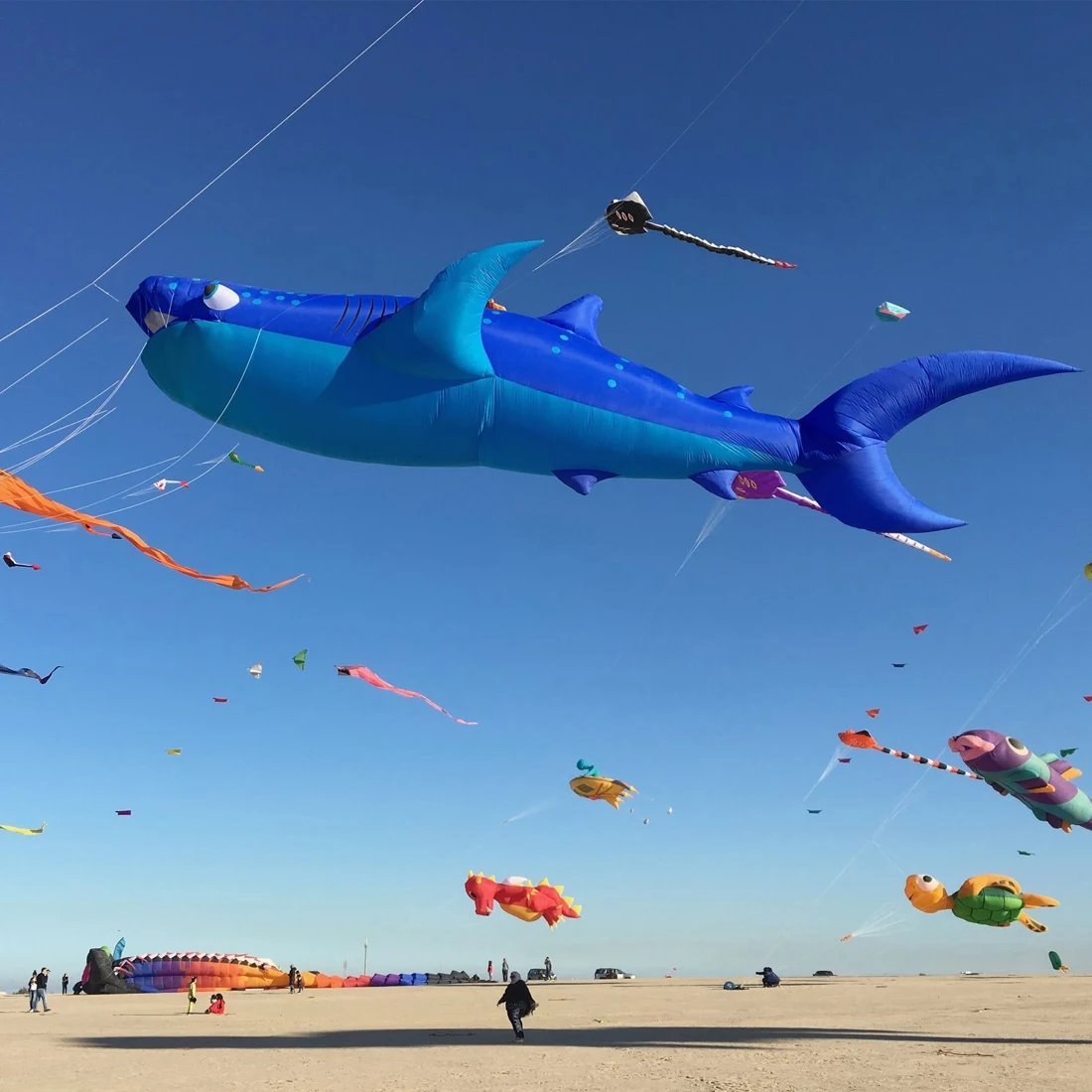 9KM 6m Whale Shark Kite Line Laundry Kite Pendant Soft Inflatable Show Kite for Kite Festival 30D Ripstop Nylon with Bag