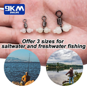 3 Way Swivels Tackle 15~60Pcs Fishing Barrel Swivels for Saltwater Fishing Rolling Swivel T-Shape Fishing Connector Glow Beads