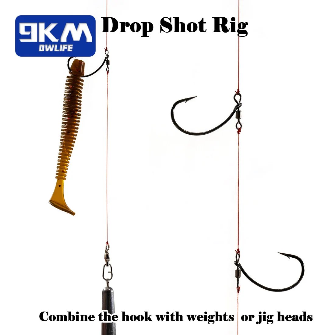 Drop Shot Fishing Hooks Swivels Fishing in-line DropShot Rig Worm Hook 25~100Pcs High Carbon Steel for Carp Bass Perch Catfish