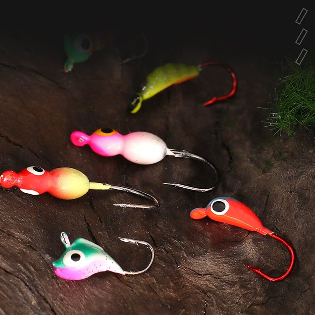 9KM 8Pcs~60Pcs Ice Fishing Jig Set Ice Fishing Lures Micro Jig Head Hook Kit with Box for Freshwater & Saltwater