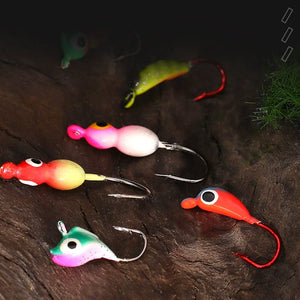 9KM 8Pcs~60Pcs Ice Fishing Jig Set Ice Fishing Lures Micro Jig Head Hook Kit with Box for Freshwater & Saltwater