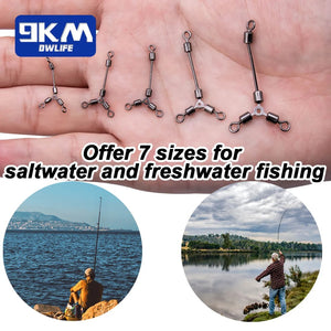 3-Way Swivel 25~100Pcs Saltwater Fishing Barrel Swivel Connector Long Leg O-Shape Three Way Swivels Fishing Accessories Tackle