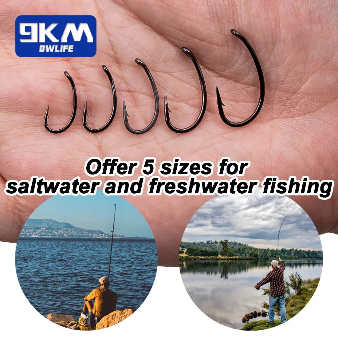 9KM Carp Fishing Hooks 50~200Pcs Barb Carp Hooks Trout Circle Hooks Fly Tying Hooks Freshwater Saltwater Fishing Bait Rigs 12~4#