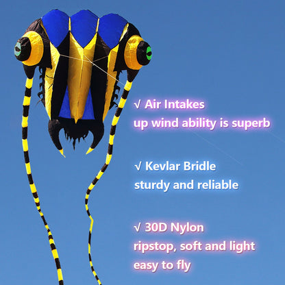 9KM 10sqm Large Trilobite Kite Pilot Lifter Line Laundry Soft Inflatable Show Kite for Kite Festival 30D Ripstop Nylon with Bag