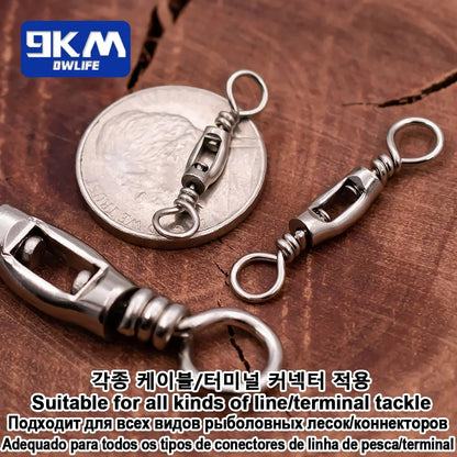 Fishing Ball Bearing Swivels 15~60Pcs Heavy Duty Swivel Stainless Steel Solid Welded Rings Saltwater Rolling Swivel Connector