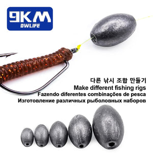 Fishing Weights Sinkers 10~30Pcs Olive Shape Lead Sinker Saltwater Fishing Rig Sinkers Weight Egg Sinkers Lead Molds for Fishing