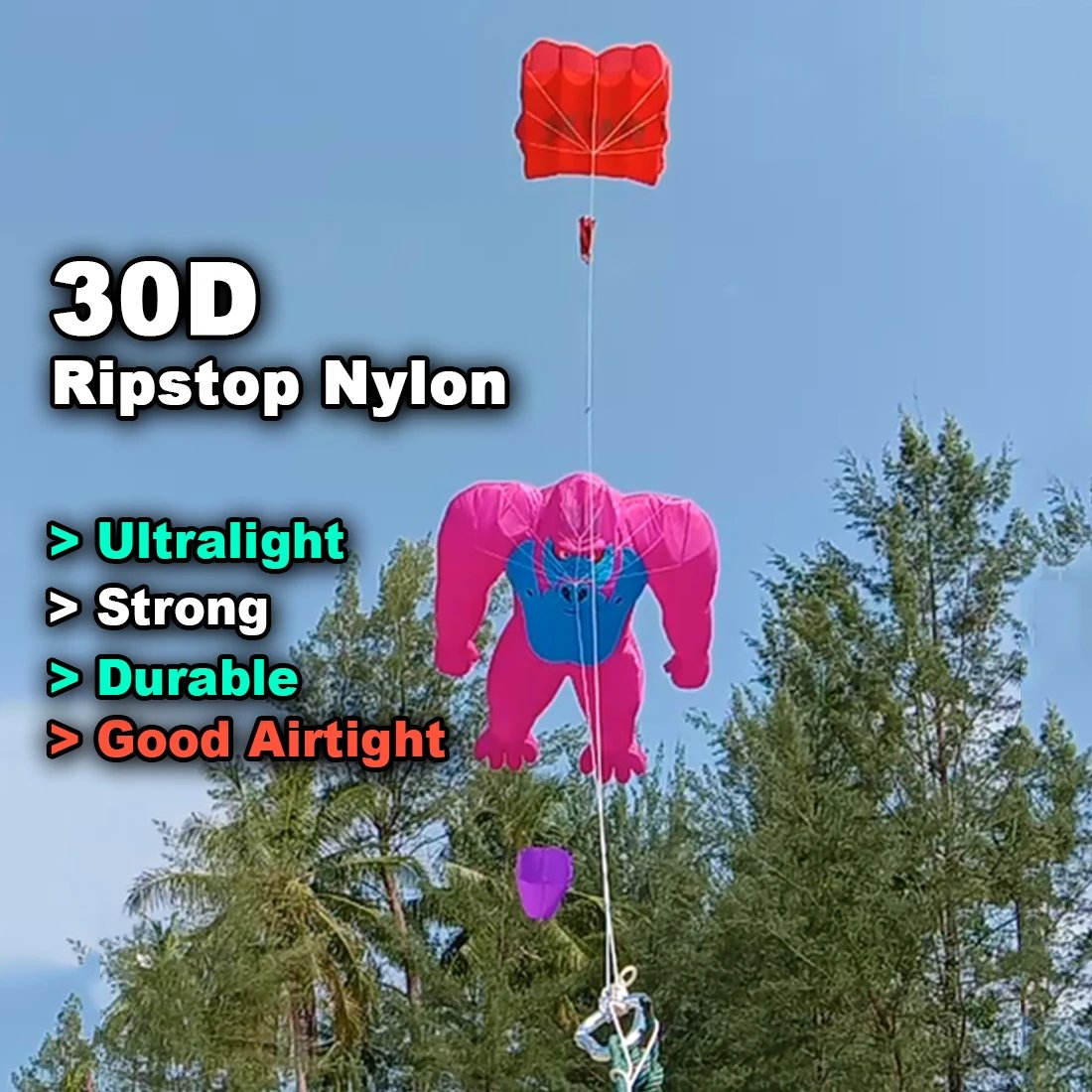 9KM Giant 7m Gorilla Kite Line Laundry Soft Inflatable Outdoor Pendant Show Kite for Kite Festival 30D Ripstop Nylon with Bag