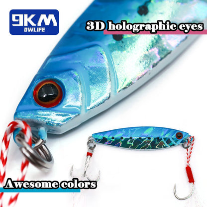 Fishing Jigs Saltwater Fishing Lures Vertical Slow Pitch Metal Jigging Spoon Assist Hooks Treble Hooks Bass Tuna Salmon Grouper