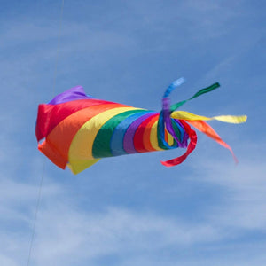 9KM 90cm Rainbow Spinning Turbine Windsock with Ball Bearing Swivels for Flag Poles Kite Tail Windsock Pole Outdoor