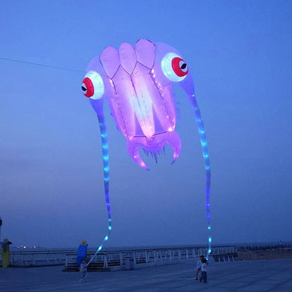 9KM 10sqm Led Trilobite Kite Line Laundry Pendant Soft Inflatable Show Kite for Kite Festival 30D Ripstop Nylon Fabric