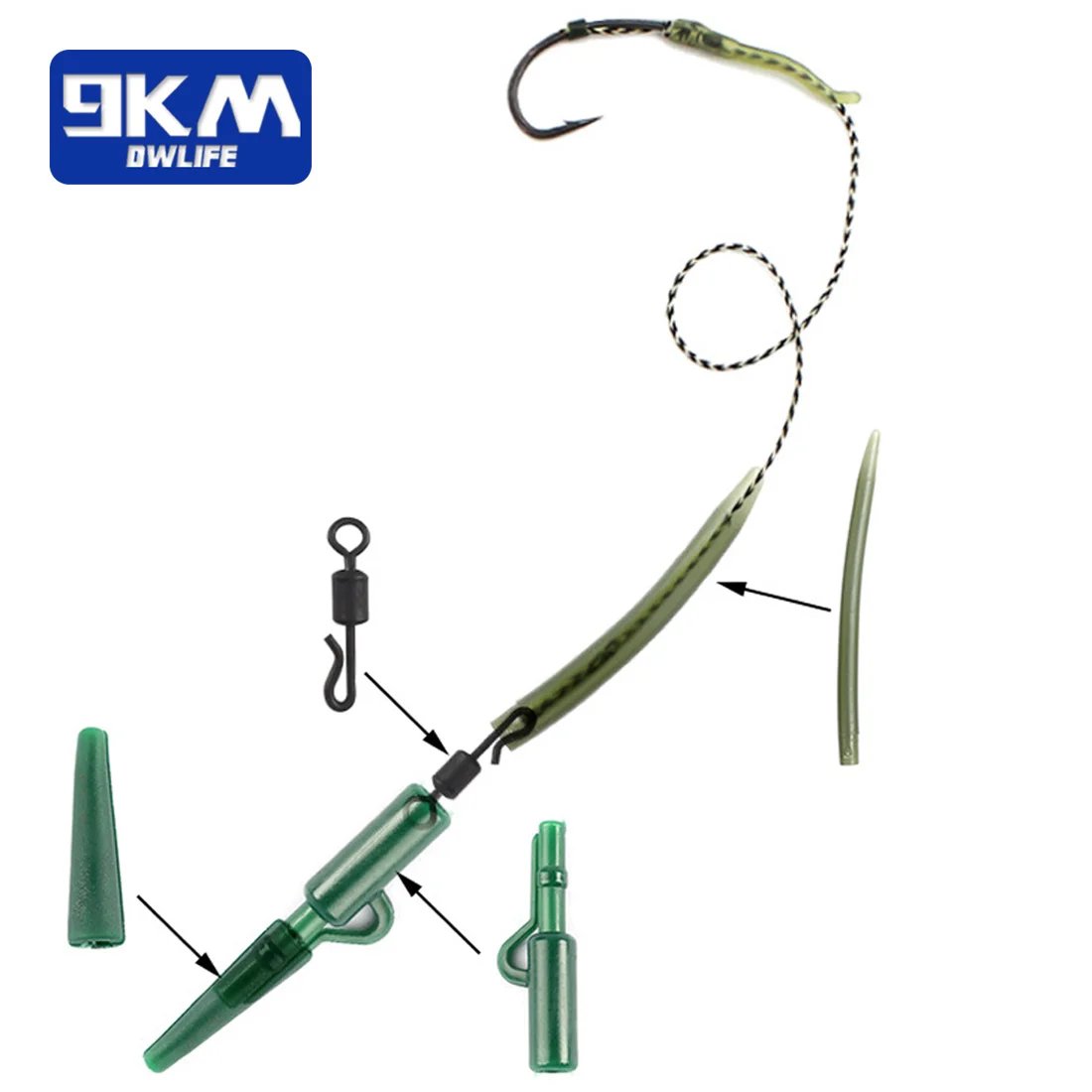 9KM Carp Fishing Rigs Terminal Tackle Quick Change Swivel 