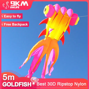 9KM 5m Goldfish Kite 30D Ripstop Nylon Fabric Line Laundry Kite Pendant Soft Inflatable Large Professional Kite 