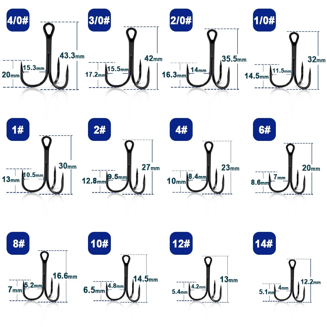 Freshwater Triple Fishing Hooks Set #1 Size 10 Pieces Fishing Accessories  High Carbon Steel Brabed Sharp Triple Hook Replacement Fishing Hooks on  Hard