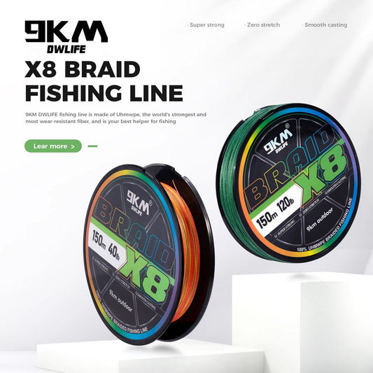 9KM Braided Fishing Line 8X Strands 15lb~120lb PE Line 150m/300m/500m Fishing Accessories for Saltwater & Freshwater