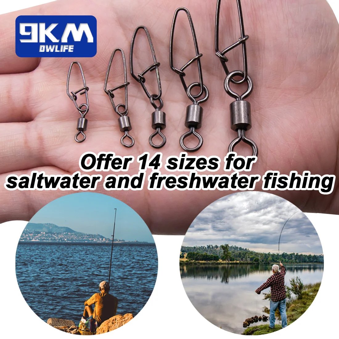 Swivels Fishing Snap 50~200Pcs Cross-Lok Snap Swivel Stainless Steel Saltwater Fishing Lure Connector Barrel Clip Swivels Tackle