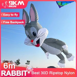 9KM 6m Rabbit Kite Line Laundry Kite Pendant Soft Inflatable Show Kite 