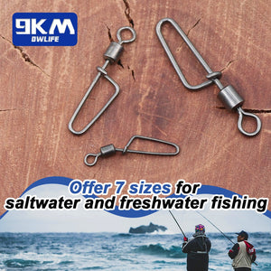 9KM Rolling Swivel Coastlock Snap Clips 25Pcs~100Pcs Fishing Connector Stainless Steel Carabiner Quick Change Snap Terminal