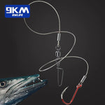 Load image into Gallery viewer, 9KM 7 Strands Fishing Wire Stainless Steel Wire 10M Trolling Wire Fishing Lures Hooks Connect Tackle with 20pcs Crimp Sleeves
