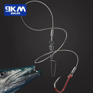 9KM 7 Strands Fishing Wire Stainless Steel Wire 10M Trolling Wire Fishing Lures Hooks Connect Tackle with 20pcs Crimp Sleeves