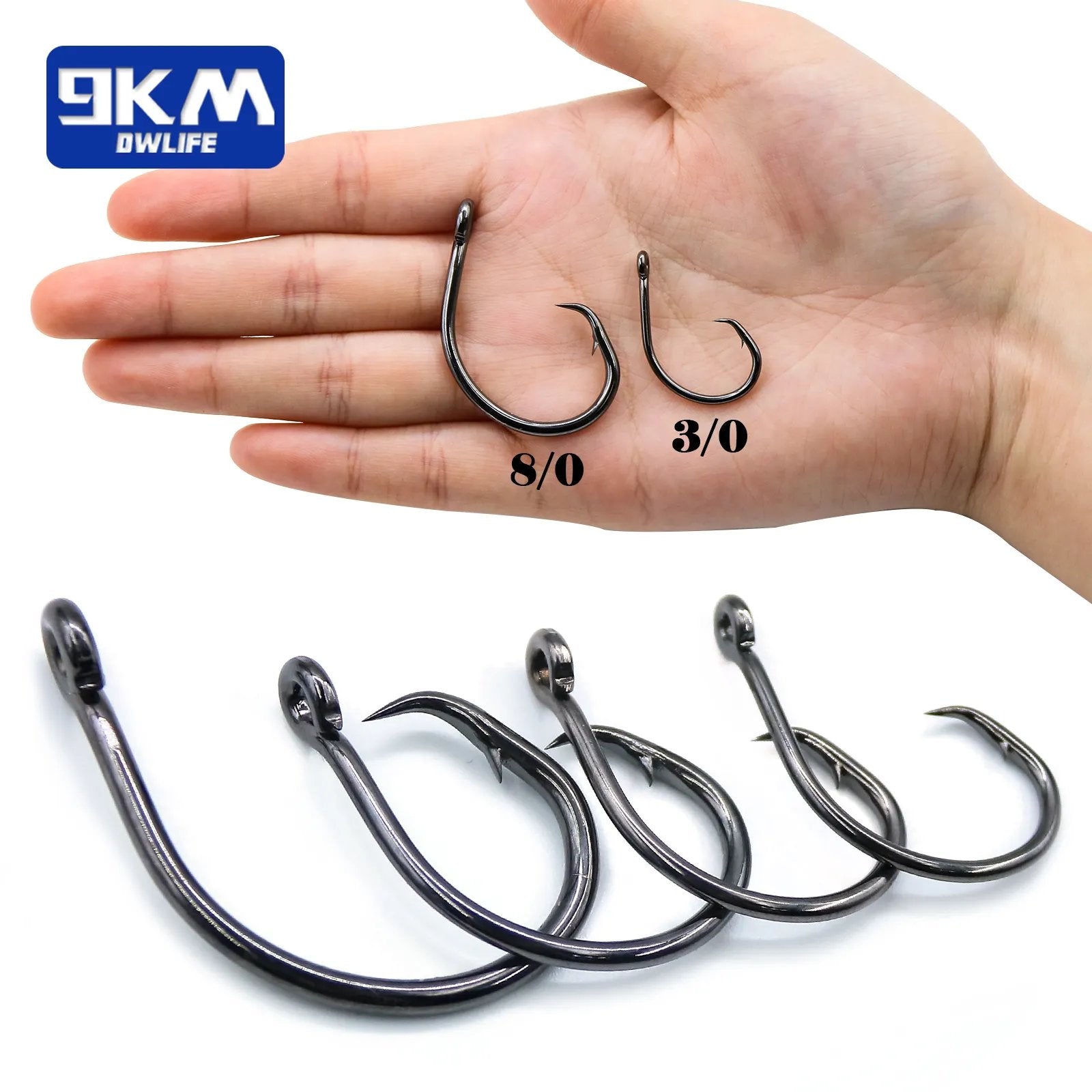 Fishing Circle Hooks Saltwater 25~50Pcs Catfish Hooks High Carbon Steel Bait Fishing Hooks Wide Gap Non-offset Hook Bass Salmon