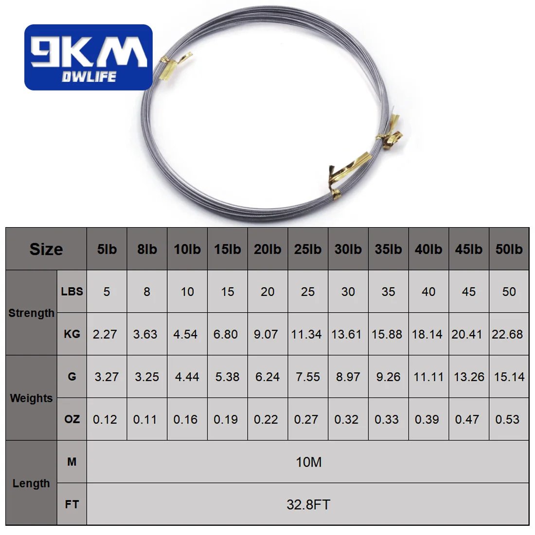 9KM 7 Strands Fishing Wire Stainless Steel Wire 10M Trolling Wire