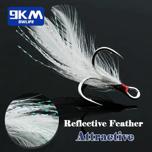 Fishing Treble Hooks 15~60Pcs Fishing Feather Hooks Crankbaits Lures Replacement for Bass Catfish Fishing Round Bend Treble Hook