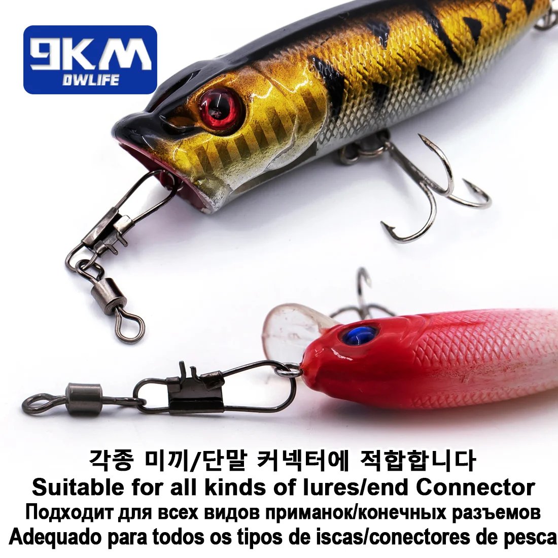 Fishing Pin Connector Barrel Swivels with Interlock Snap Freshwater Saltwater Fishing Swivels Snap Tackle Leader Lure Jigs Line