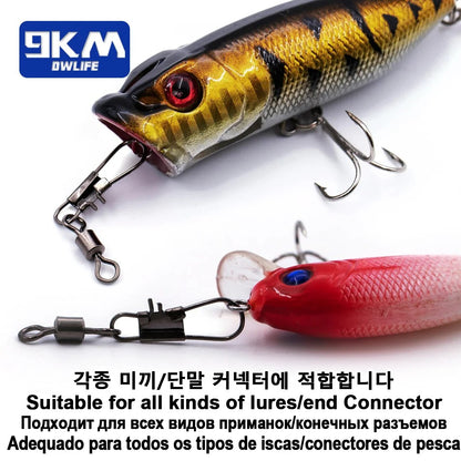 Fishing Pin Connector Barrel Swivels with Interlock Snap Freshwater Saltwater Fishing Swivels Snap Tackle Leader Lure Jigs Line