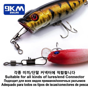 Fishing Pin Connector Barrel Swivels with Interlock Snap Freshwater Saltwater Fishing Swivels Snap Tackle Leader Lure Jigs Line