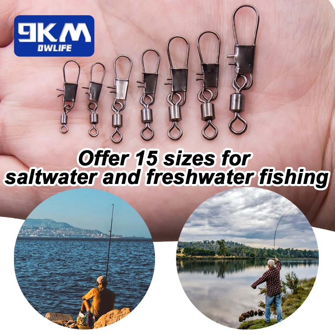 Fishing Pin Connector Barrel Swivels with Interlock Snap Freshwater Saltwater Fishing Swivels Snap Tackle Leader Lure Jigs Line