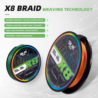 9KM Braided Fishing Line 8X Strands 15lb~120lb PE Line 150m/300m/500m Fishing Accessories for Saltwater & Freshwater