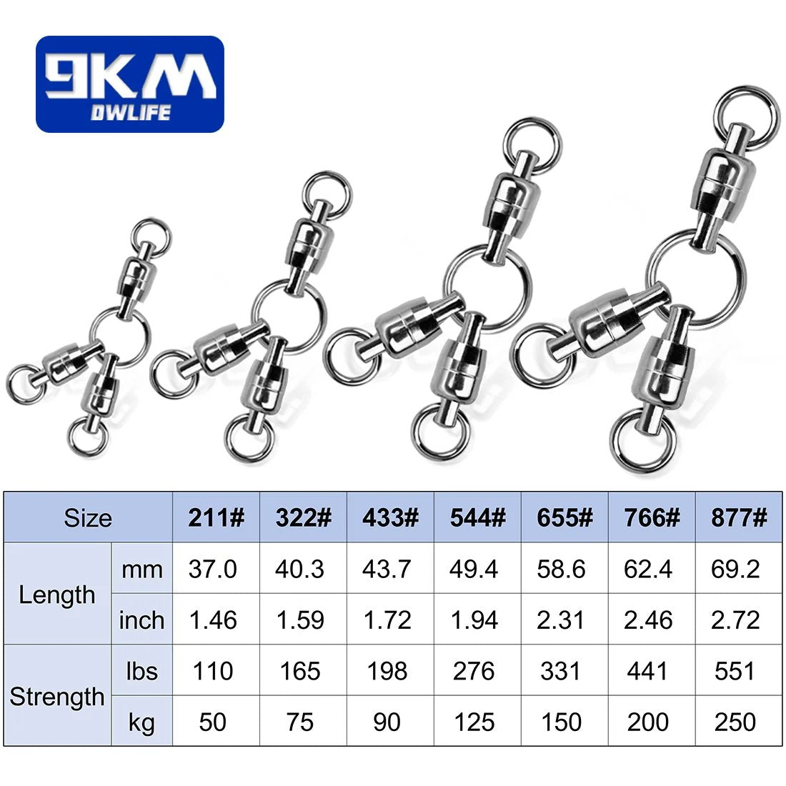 3-Way Swivels 5~15Pcs Ball Bearing Swivel