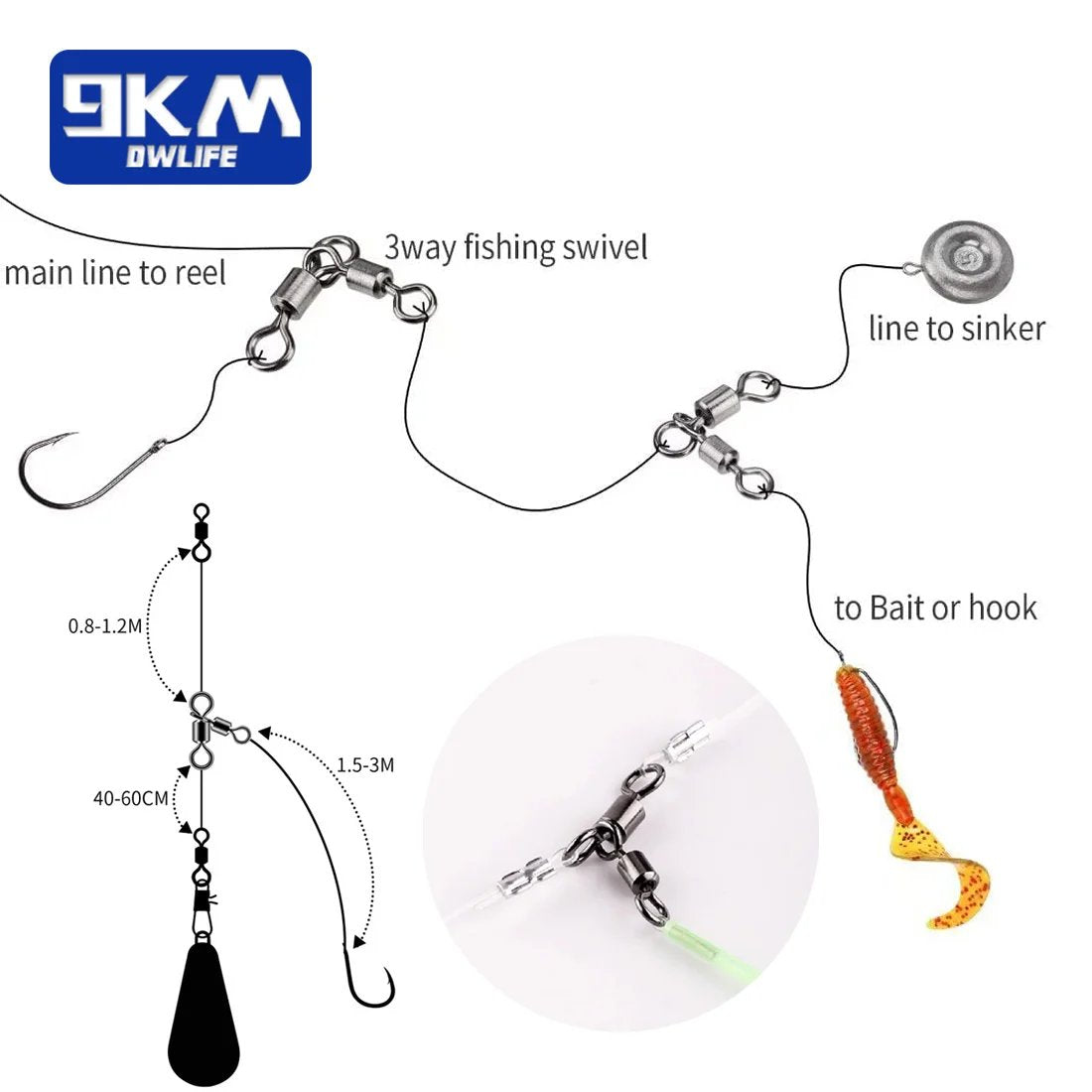 3 Way Swivels Fishing Crossline Swivel Saltwater 25~100Pcs Fishing Lures Ring Chain Connector Freshwater Trolling Catfish Rig