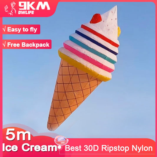 9KM 5m Ice Cream kite Line Laundry Pendant Soft Inflatable Show Kite for Kite Festival 30D Ripstop Nylon Fabric