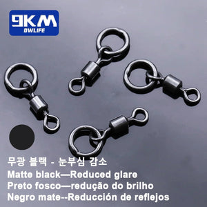 9KM Carp Fishing Swivel 30~60Pcs Quick Change Rolling Swivel With Ring Matt Black Micro Hook Ring Link Ring Carp Fishing Tackle