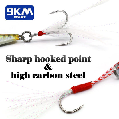 Fishing Jigs Saltwater Fishing Lures Vertical Slow Pitch Metal Jigging Spoon Assist Hooks Treble Hooks Bass Tuna Salmon Grouper