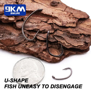 Carp Hooks 50~200Pcs High Carbon Steel Barbed Fishing Hook Wide Gap Curved Shank Fly Tying Hook Freshwater Salmon Bass Shad Hook