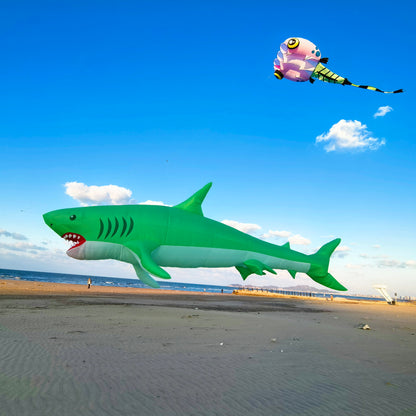 9KM 12m Shark kite Line Laundry Pendant Soft Inflatable Show Kite for Kite Festival 30D Ripstop Nylon Fabric (Accept wholesale)