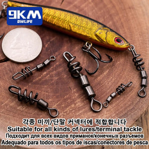 Fishing Corkscrew Swivels Snap  25~100Pcs Barrel Rolling Swivel Quick Clip Freshwater Bass Fishing Lure Connector Stainless Stee