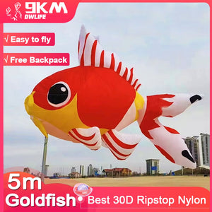 9KM 5m Goldfish kite Line Laundry Pendant Soft Inflatable Show Kite for Kite Festival 30D Ripstop Nylon Fabric