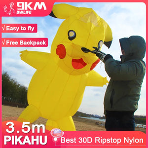 9KM 3.5m Yellow Cat Kite Line Laundry Kite Soft Inflatable 30D Ripstop Nylon 