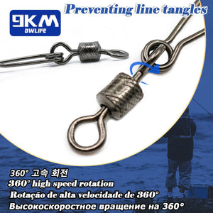 9KM Fishing Snap Swivels 25~100Pcs Quick Change Snap Tackle Barrel Swivels Saltwater Fishing Clip Lure Connector