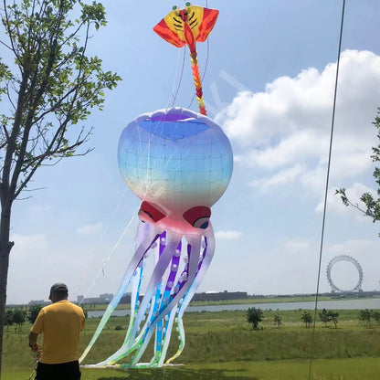 9KM Giant 40m Octopus Kite Line Laundry Pendant Soft Inflatable Show Kite for Kite Festival 30D Ripstop Nylon Fabric