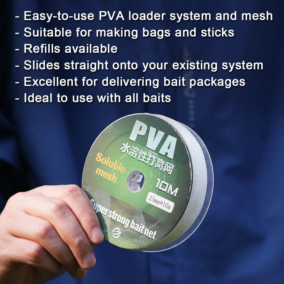 9KM  Carp Fishing Accessories Boilie Funnel Web PVA Mesh System Refill Solidz PVA Fishing Bags - Fast Melt