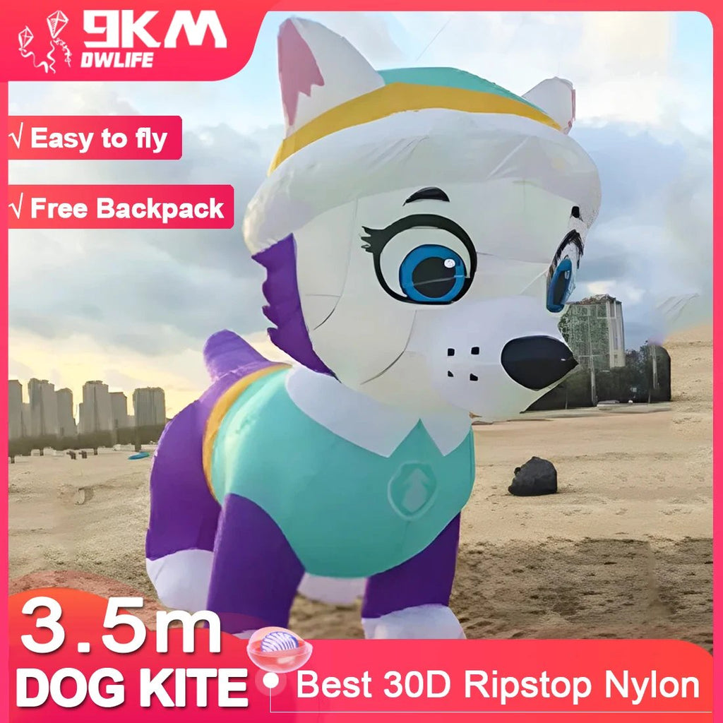 9KM 3.5m Purple Dog Kite Line Laundry Kite Soft Inflatable 30D Ripstop Nylon